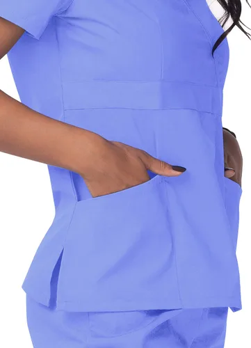 Vista 5 de Sivvan - Camisa médica para mujer con diseño cruzado alto (disponible en 12 colores), XXXL
