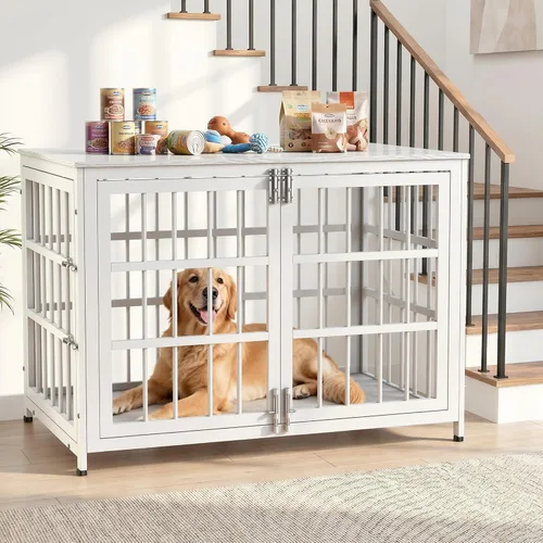 Vista 17 de Muebles de jaula para perros resistentes, jaula decorativa para perros negro (Aged Black)