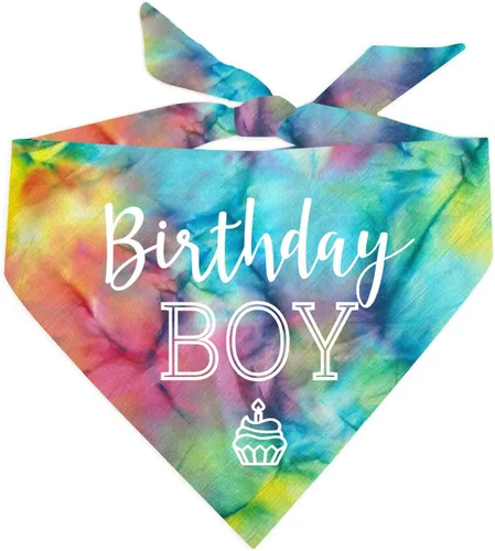Vista 23 de Bandana de cumpleaños para niño con cupcakes para perro, 100% algodón, fabricada en Estados Unidos, cumpleaños, Pawty, tema de fiesta, suministros