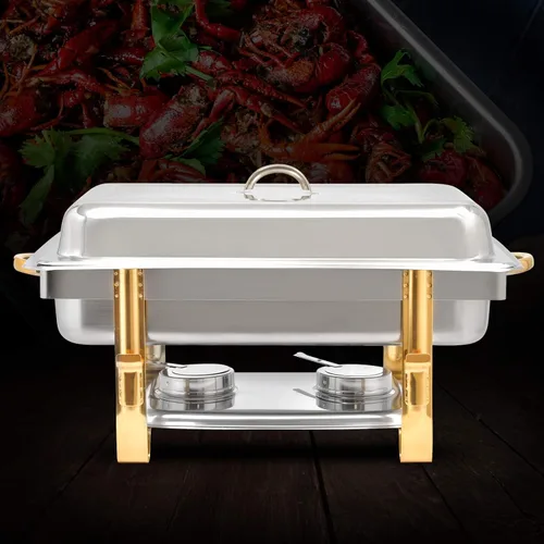 Vista 8 de Recipiente de calentamiento de acero inoxidable de 9 L, calentador de alimentos, calentador de alimentos, estufa de buffet rectangular