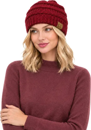 Vista 27 de C.C Exclusives Gorro de Punto de Cable - Gorros Gruesos, Suaves y Cálidos de Punto Grueso Chenille Teniente Mel Gris