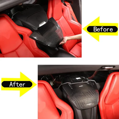 Vista 2 de Cubierta superior del altavoz trasero compatible con Corvette C8 Coupe 1LT 2020-2023 de fibra de carbono real, 1 unidad, accesorios de ajuste