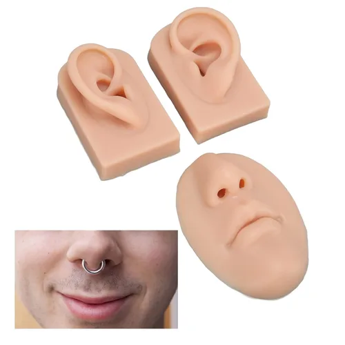 Vista 4 de El kit de accesorios de simulación educativa 3D incluye 1 modelo de nariz y boca y 1 par de modelos de oreja para práctica de sutura de perforación