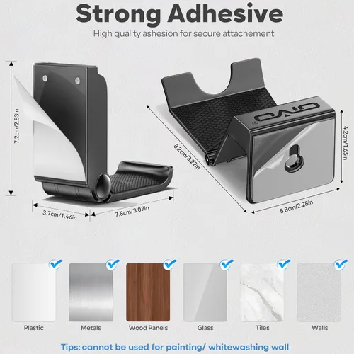 Vista 4 de OIVO Soporte de pared para controlador y auriculares, soporte plegable para auriculares, soporte para controlador de juegos, organizador