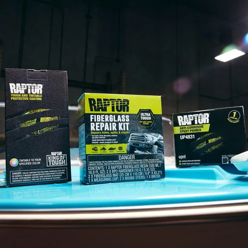 Vista 3 de Kit de reparación de fibra de vidrio RAPTOR, ultra resistente, para reparaciones duraderas en agujeros, rajas y grietas, kit de reparación automotriz