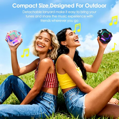 Vista 9 de Altavoz Bluetooth para Ducha, Altavoces Bluetooth Portátiles IPX7 Impermeables para Ducha Inalámbricos, Altavoz al Aire Libre con Luces