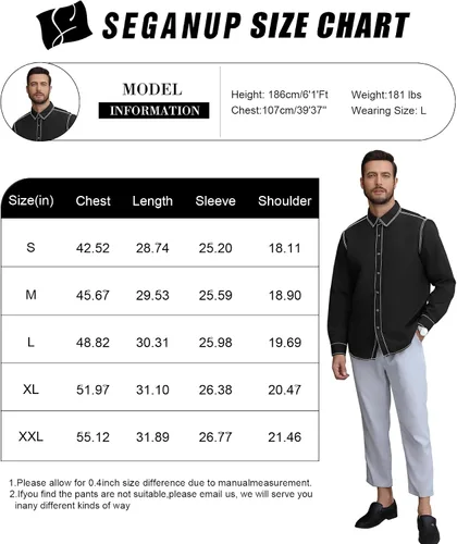 Vista 6 de Camisas de manga larga con botones para hombre, camisas de vestir sin arrugas, camisas de vestir regulares Oxford casuales de negocios a rayas