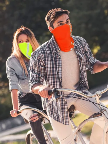 Vista 5 de SATINIOR 8 piezas de polaina reflectante para el cuello para hombre, pasamontañas de ciclismo, máscara facial, bandana para el sol para hombre