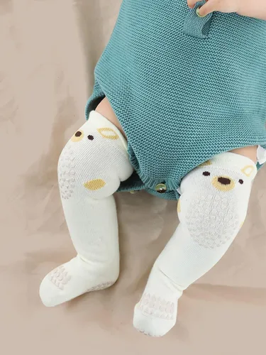 Vista 6 de BEHELE Calcetines antideslizantes hasta la rodilla para bebés y niños pequeños con agarres para niñas y niños, calcetines antideslizantes
