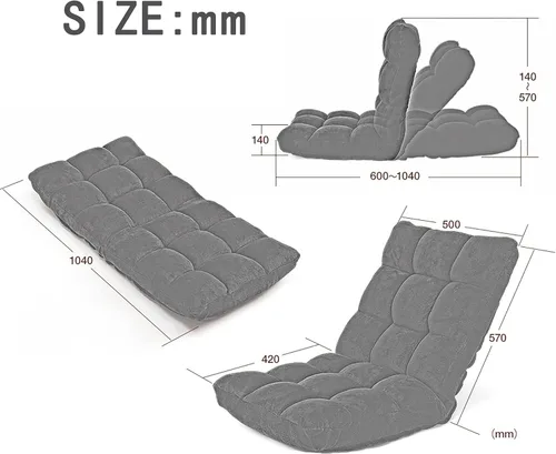 Vista 2 de Sillón de piso para interiores, sofá ajustable de suelo, sofá de burbujas perezosas para adolescentes y adultos, cojín acolchado cómodo silla
