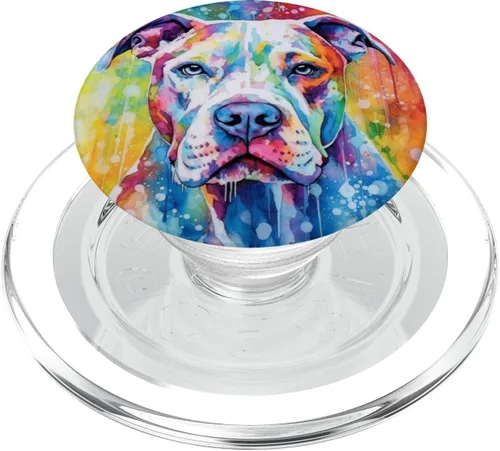 Vista 7 de Cute Dog Lover Alcohol Ink Art Dogo Argentino PopSockets Adhesive PopGrip