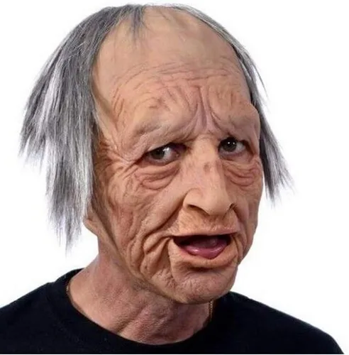 Vista 4 de Pacoco Atongqu - Máscara divertida de Halloween para Halloween, cosplay realista, súper suave, máscara de anciano para adultos, para hombre y mujer