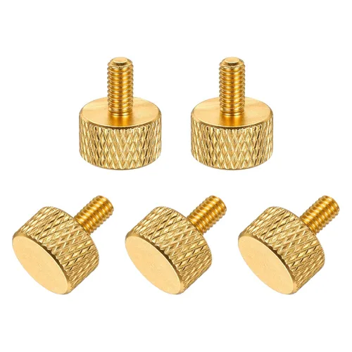 Vista 48 de MECCANIXITY 5 piezas M6x14mm Tornillos de pulgar estriado de cabeza plana, pernos de rosca completa de aleación de aluminio sólido para carcasas