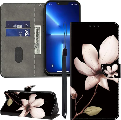 Vista 11 de ALILANG Funda para iPhone 13 Mini/iPhone 12 Mini de 5.4 pulgadas con soporte para tarjeta de crédito, funda magnética protectora de piel sintética