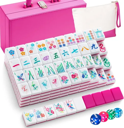 Vista 12 de Soulchen Juego de mahjong americano Sunset Blossom de 1.2 pulgadas, 168 Naranja
