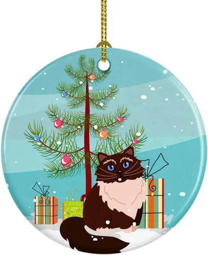 Vista 25 de Caroline's Treasures Árbol de Navidad de gato asiático, adorno de cerámica para colgar en el árbol de Navidad, decoración para el hogar, Navidad