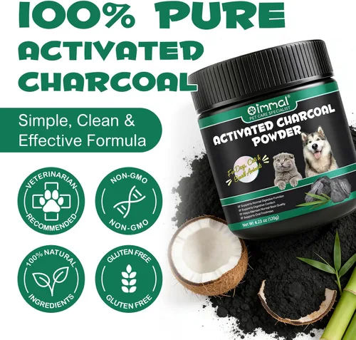 Vista 2 de ALIVO Polvo de carbón activado para perros, gatos, suplemento de salud en polvo de carbón activado, apoya el bienestar digestivo y la frescura oral