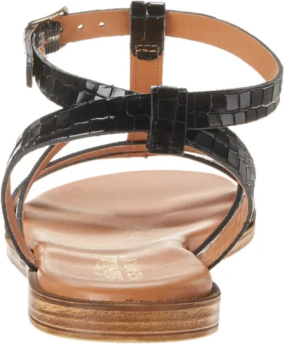 Vista 3 de Bella Vita - Sandalias de tacón de bloque para mujer Piel italiana de cocodrilo negra