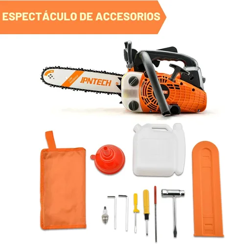 Vista 2 de Motosierra de gas de 12 pulgadas con mango superior Motosierra de 25.4CC de 2 ciclos, motosierra de mano inalámbrica de gasolina portátil