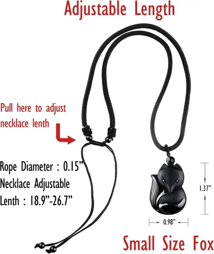 Vista 5 de COMPONALL Fox Obsidian Necklace for Women, Fox Jewelry for Girls Gemstone Necklaces Pendant for Women Healing Crystal Necklace Protection Amulet