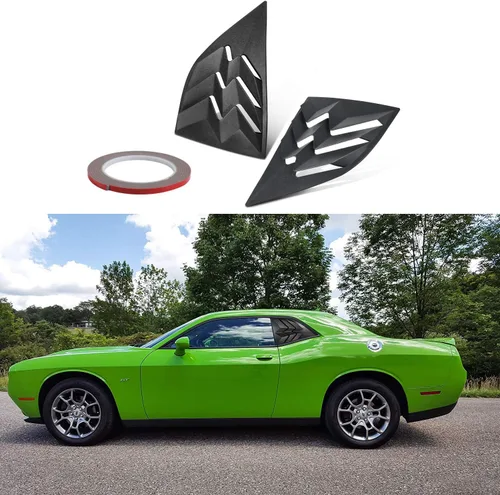 Vista 6 de para 2008-2024 Dodge Challenger, viseras de ventana lateral Scoop, cubierta de visera de ventana ABS, parasol para sol y lluvia, mate, color negro