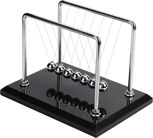 Vista 8 de CERROPI Péndulo de Newton, bolas de equilibrio con 7 bolas, péndulo clásico de Newton, juguete científico de física Juguetes y accesorios