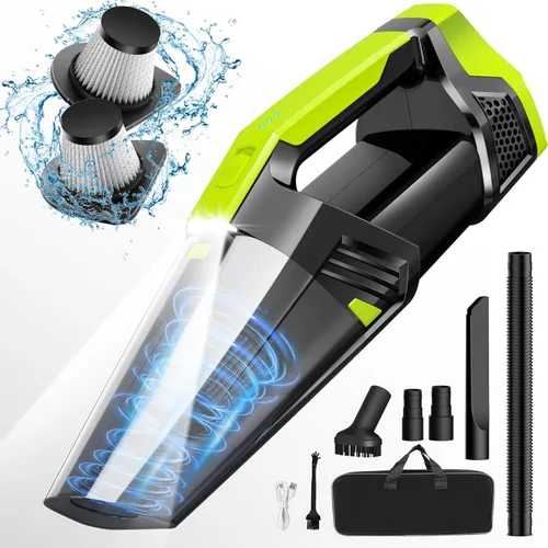 Vista 9 de Blestan Aspiradora de mano portátil inalámbrica con luz LED, succión de alta potencia, 3 en 1, aspiradora de mano ligera y recargable, aspiradora