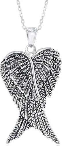 Vista 7 de Sterling Silver Angel Wing Necklace for Women - Heart Angel Necklace - Simulated White Pink or Blue Opal Necklace for Women - Meaningful Gifts for