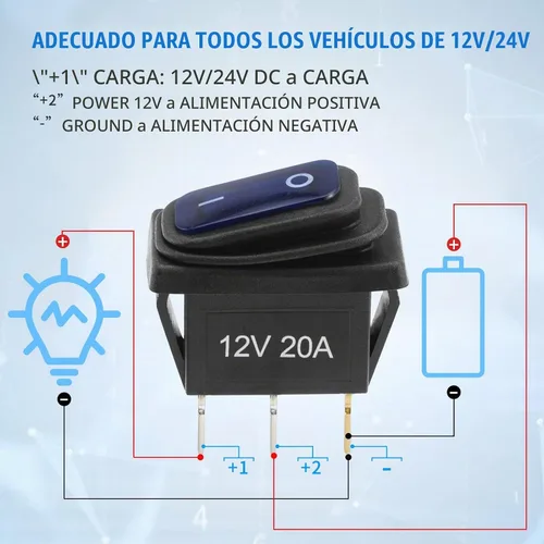 Vista 5 de Interruptor basculante de 12 V impermeable 5 piezas - Interruptor de palanca de 12 voltios con 3 cables desmontables de 20 cm, interruptores