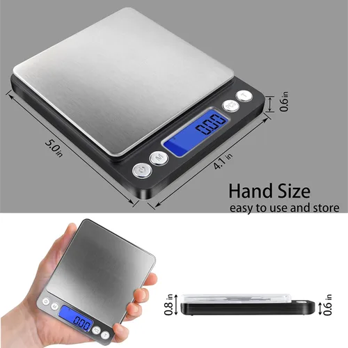 Vista 3 de Fuzion Báscula digital de gramos, precisión de 0.0004 oz, báscula digital de joyería de 17.64 oz Negro