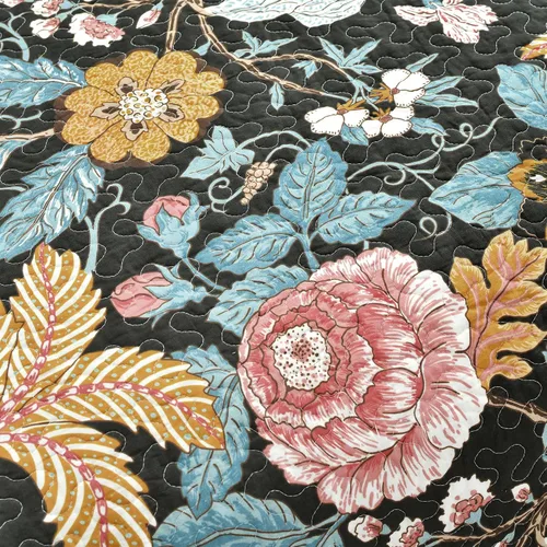 Vista 3 de Lush Decor Sydney - Juego de edredón reversible de algodón, juego de 3 piezas, matrimonial/queen, negro y azul, juego de ropa de cama de algodón