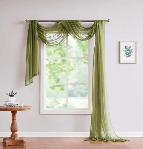 Vista 8 de LinenZone increíbles cizallas Use Window Valance Scarves as Canopy Bed or Backdrop Curtains, Curtain Scarf, Wedding Draping or Sheer Fabric for
