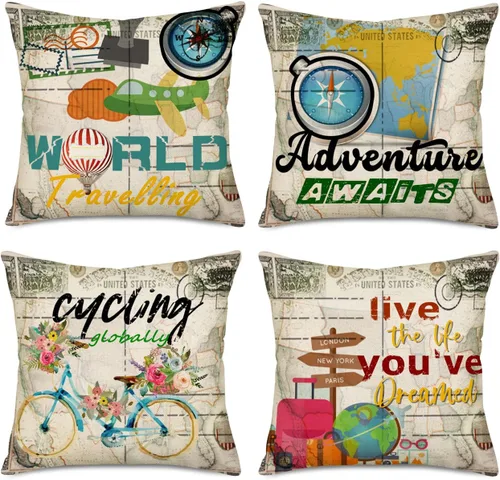 Vista 7 de Juego de 4 fundas de almohada de 16 x 16 pulgadas con texto en inglés «Happy Halloween» de Halloween con diseño de calabaza espeluznante y B Vintage