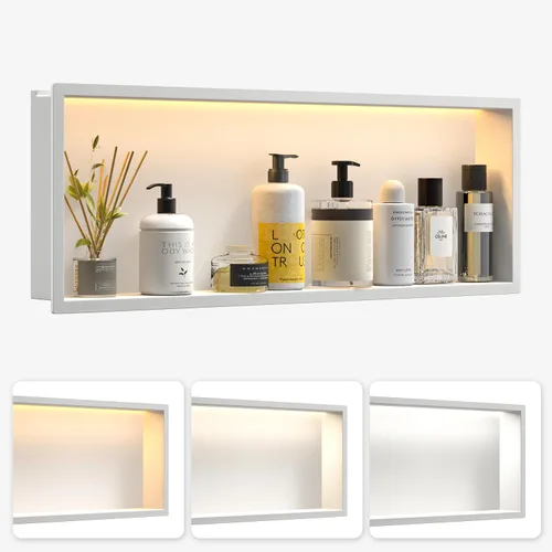 Vista 20 de Acero inoxidable Led Ducha Nicho 18"x12" Cepillado 3-Color LED