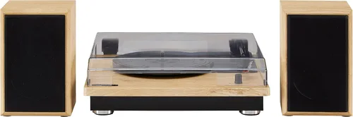 Vista 3 de Crosley CR6043A-NA Brio Sistema de estante giratorio Bluetooth con altavoces incluidos, natural
