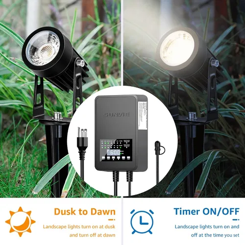Vista 4 de SUNVIE Transformador de paisaje de bajo voltaje de 300 W con 2 salidas de control independientes, transformador de iluminación de paisaje
