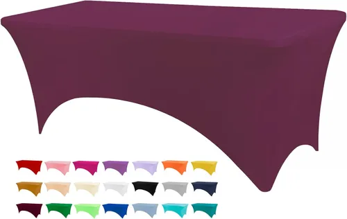 Vista 32 de BDDC - Funda de mesa ajustada de 4 pies, manteles de elastano negros, manteles elásticos lavables y resistentes a las arrugas para eventos, bodas