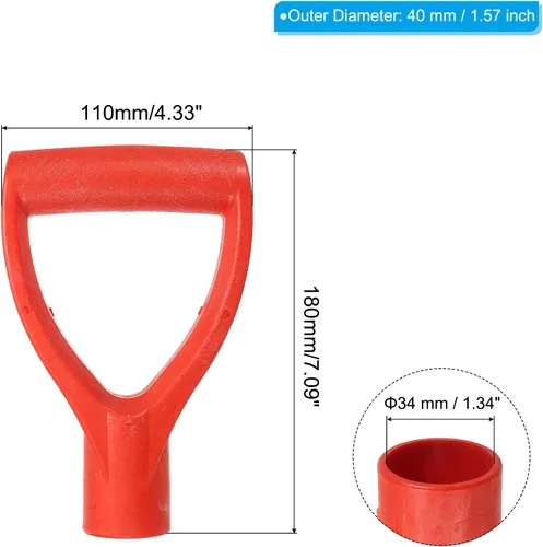 Vista 2 de PATIKIL Empuñadura de plástico en forma de D, mango de pala de 1.339 in de diámetro interior, mango de repuesto PP en forma de D para mango