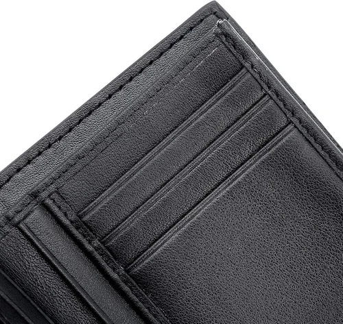 Vista 6 de Billetera de piel para hombre, monedero con clip de dinero para hasta 6 tarjetas, tarjetero de visita