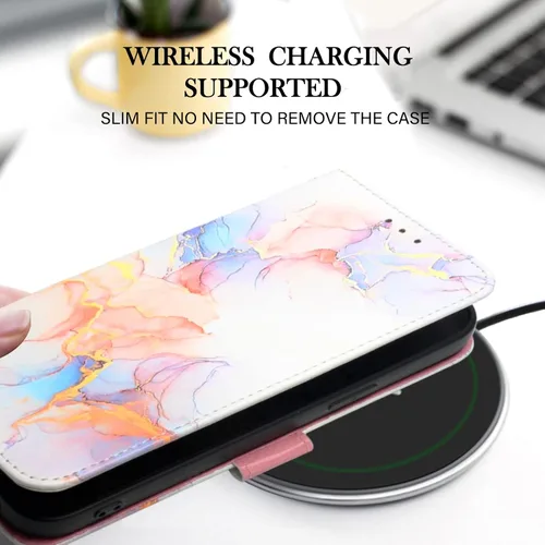 Vista 3 de Redmi Note 11 Pro 5G, funda de piel tipo cartera con tarjetero y soporte para tarjetas para niñas y mujeres, diseños de mármol, funda protectora