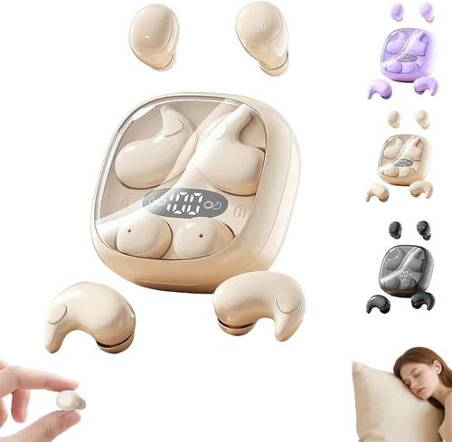 Vista 10 de 2 en 1 mini auriculares invisibles planos para dormir con cancelación de ruido, auriculares Bluetooth micro pequeños para dormir de lado con estuche