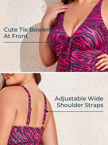 Vista 4 de Summer Mae Trajes de baño tankini de dos piezas para mujer con control de abdomen y pantalones cortos