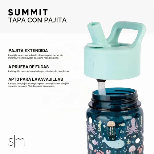 Vista 3 de Botella de agua Simple Modern Kids DC Comics para niños, vaso de plástico Tritan sin BPA con tapa con popote a prueba de fugas, reutilizable y DC