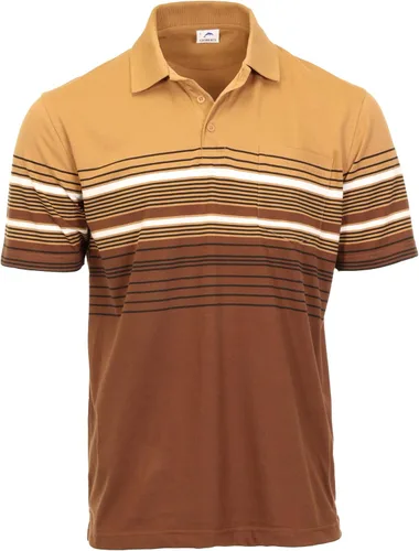 Vista 24 de Gioberti Polo de contraste de rayas dobles para hombre con bolsillo - tinte de hilo 9328b - Gris Con Logo Delfín