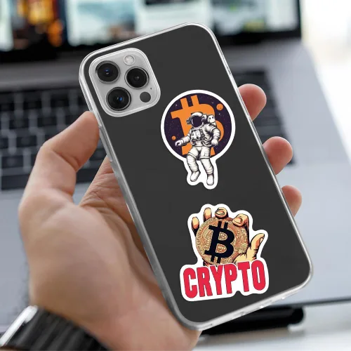 Vista 5 de Paquete de 50 calcomanías Bitcoin Crypto – Calcomanía de criptomoneda para laptop, botella de agua, teléfono, diario, vinilo impermeable, minero