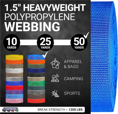 Vista 10 de Strapworks Heavyweight Polypropylene Webbing - Heavy Duty Poly Strapping for Outdoor DIY Gear Repair, 1.5 Inches