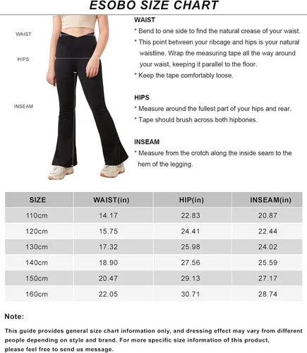 Vista 3 de Leggings para niña, pantalones acampanados de cintura alta cruzada, pantalones de yoga con corte de bota, color sólido, pantalones acampanados
