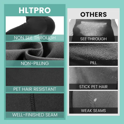 Vista 2 de HLTPRO Paquete de 3 leggings con bolsillos para mujer, pantalones de yoga suaves con control de abdomen y cintura alta, color negro capri