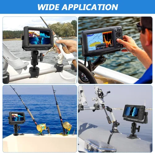 Vista 7 de CALIDAKA Base de montaje para buscador de pescado, rotación de 360 grados, soporte electrónico marino universal para barco