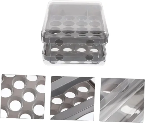 Vista 2 de Caja de almacenamiento para huevos estilo cajón de huevos 32 compartimentos reutilizable almacenamiento de cocina